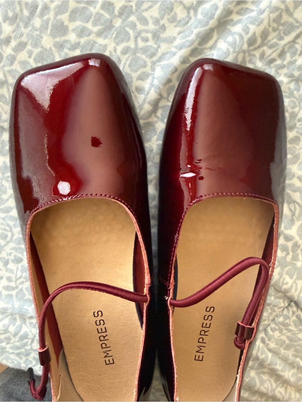 Women's Burgundy Patent Mary Jane Loafers - Picture 2 of 5